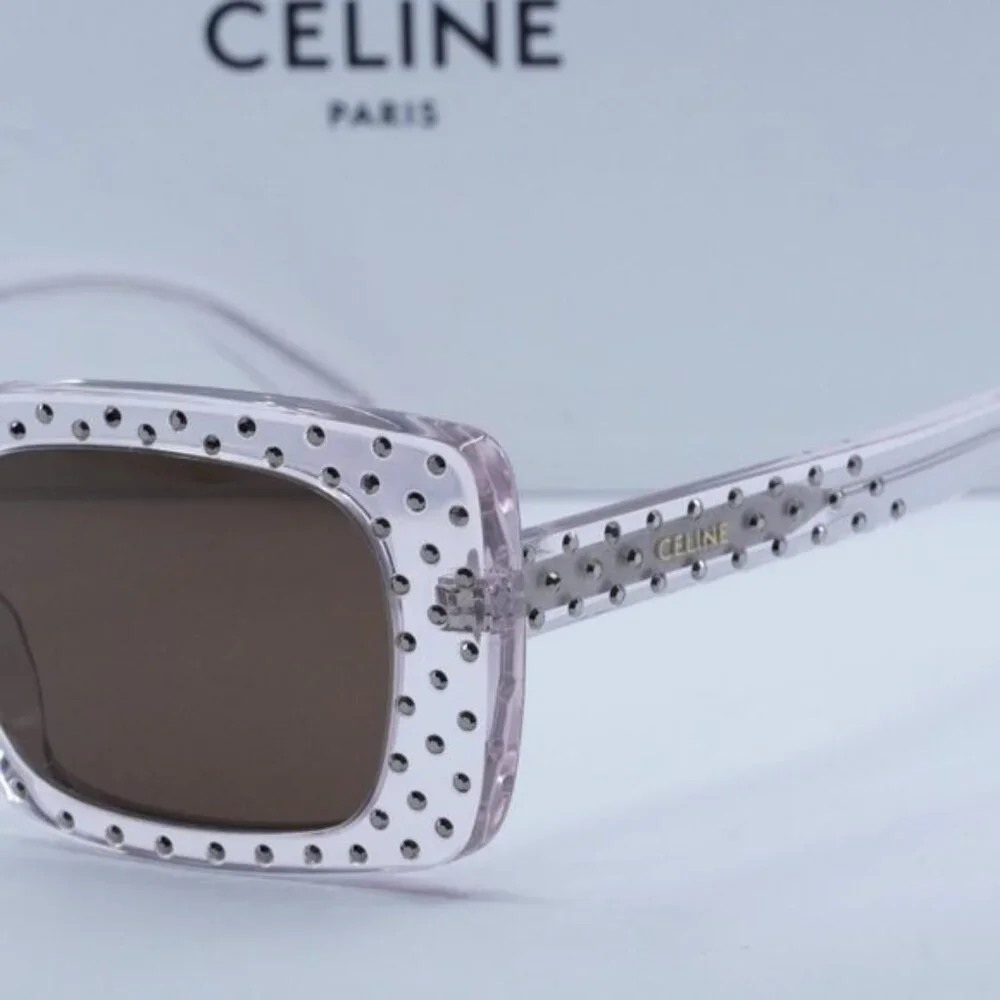 Celine CL4213IS 27E Square Sunglasses – Shiny Crystal/Brown - Picture 2 of 10